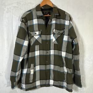 Vintage Shacket Large Flannel Button Up Shirt Jacket Quilt Lined Pockets Amplify